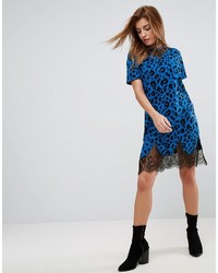 Blue Print Lace Casual Dress