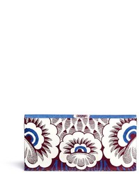 Nobrand Tropical Floral Print Leather Clutch