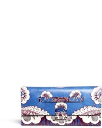 Nobrand Tropical Floral Print Leather Clutch
