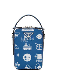 Prada Blue Small Whale Print Messenger Bag