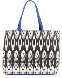 Blue Print Leather Tote Bag