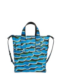 Blue Print Leather Tote Bag