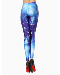 Choies Leggings In Blue Galaxy Print