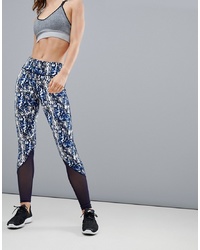 South Beach Navy Marble Fitness Legging With Mesh Detail