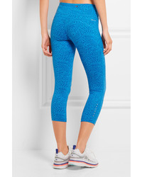 Nike Power Epic Cropped Printed Stretch Jersey Leggings Blue