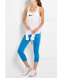 Nike Power Epic Cropped Printed Stretch Jersey Leggings Blue