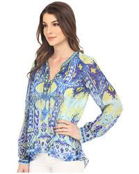 Hale Bob Eye Candy Long Sleeve Silk Blouse