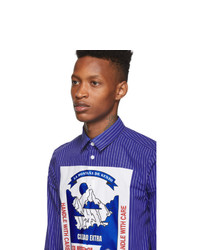 Kenzo Blue Striped Mountain Slim Fit Shirt
