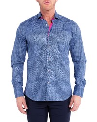 Maceoo Can Blue Stretch Button Up Shirt