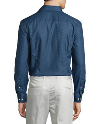 Eton Circle Print Long Sleeve Sport Shirt