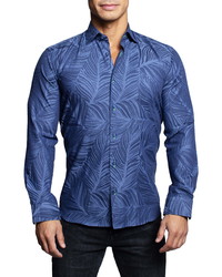 Maceoo Fibonacci Zebra Blue Button Up Shirt
