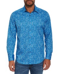 Robert Graham High And Dry Stretch Print Button Up Shirt In Blue At Nordstrom