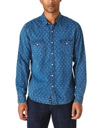 Lucky Brand Indigo Western Shirt In Blue Print At Nordstrom