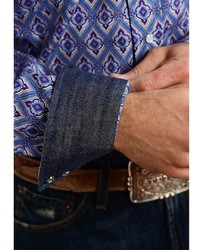 Stetson Printed Poplin Shirt Snap Front Long Sleeve