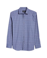 Bugatchi Shaped Fit Circle Print Stretch Cotton Button Up Shirt