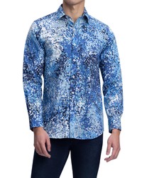 Bugatchi Shaped Fit Stretch Cotton Button Up Shirt In Classic Blue At Nordstrom