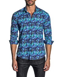 Jared Lang Trim Fit Stained Glass Button Up Shirt