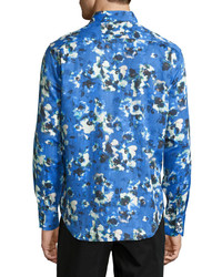 Robert Graham Turks Caicos Printed Long Sleeve Shirt Cobalt
