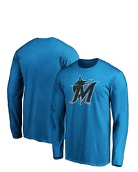 FANATICS Branded Blue Miami Marlins Official Logo Long Sleeve T Shirt