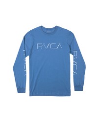 RVCA Drop Shadow Long Sleeve Cotton Graphic Logo Tee In French Blue At Nordstrom
