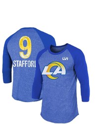 Majestic Threads Matthew Stafford Royal Los Angeles Rams Super Bowl Lvi Name Number Raglan 34 Sleeve T Shirt At Nordstrom