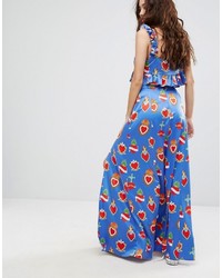 Reclaimed Vintage Inspired Maxi Skirt In Flaming Heart Print Co Ord