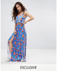 Reclaimed Vintage Inspired Maxi Skirt In Flaming Heart Print Co Ord