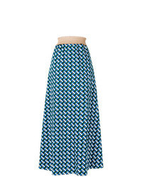 Blue Print Midi Skirt