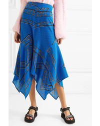 Ganni Cloverdale Asymmetric Silk De Chine Midi Skirt