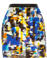 River Island Blue Smudge Print Mini Skirt