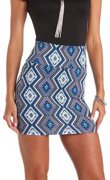 blue bodycon mini skirt