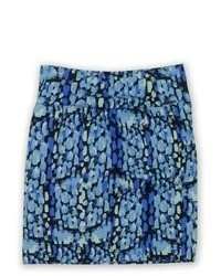 Ecko Unltd. Printed Knit Stretch Mini Skirt Blue Xs