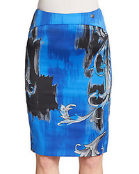 Blue Print Pencil Skirt