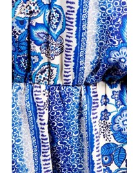 Boohoo Beah Blue Scarf Print Kimono Style Playsuit