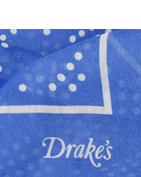Drakes Drakes Printed Cotton And Silk Blend Pocket Square