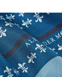 Alexander McQueen Fleur De Lis Print Silk Pocket Square
