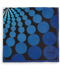 Tom Ford Floating Circle Print Pocket Square Blue