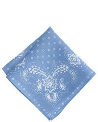 J.Crew Italian Linen Pocket Square In Blue Bandana Print