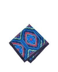 Neiman Marcus Paisley Silk Pocket Square Bluered