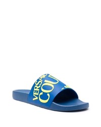 VERSACE JEANS COUTURE Logo Debossed Two Tone Slides