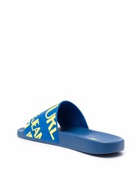 VERSACE JEANS COUTURE Logo Debossed Two Tone Slides