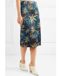 Marni Ryon Printed Satin Skirt Blue