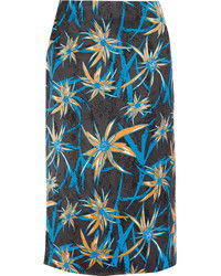 Marni Ryon Printed Satin Skirt Blue