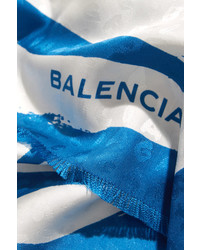 Balenciaga Printed Silk Jacquard Scarf Blue