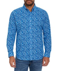 Blue Print Seersucker Long Sleeve Shirt