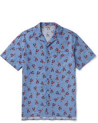 Lanvin Camp Collar Printed Cotton Voile Shirt