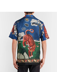 Gucci Camp Collar Printed Silk Twill Shirt