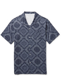 Officine Generale Dario Camp Collar Printed Cotton Shirt