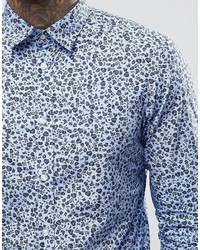 Diesel S Blu Floral Skull Print Shirt