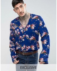 Reclaimed Vintage Inspired Overhead Shirt In Floral Print Reg Fit